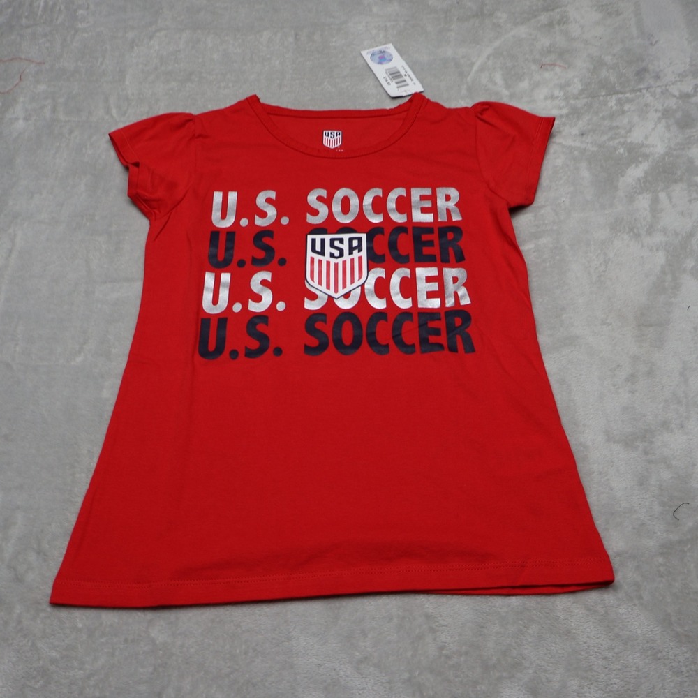 USMNT Shirt Girls Medium 7/8 Red US Soccer Team USA Fan Gear Graphic $15 NEW